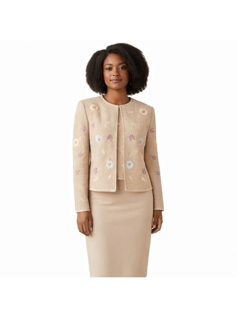 Adrianna Papell Evenings Embroidered 3-Piece Skirt Suit 12P